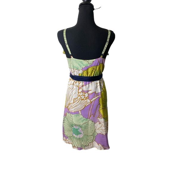 Maeve Purple Yellow Spaghetti Strap Knee Length Dress Sz 2 - Picture 4 of 5